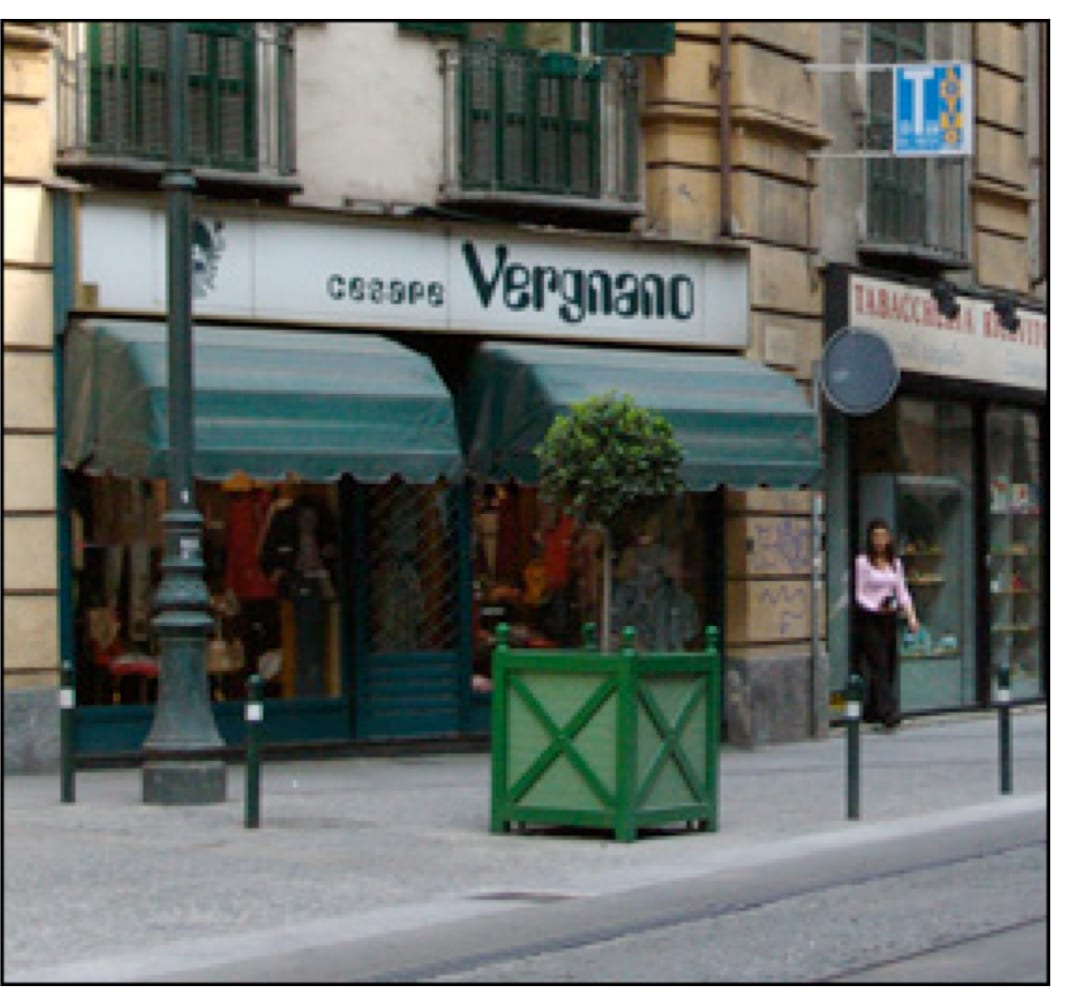 The Vergnano shop front on Via Milano in Turin, visible in The Italian Job